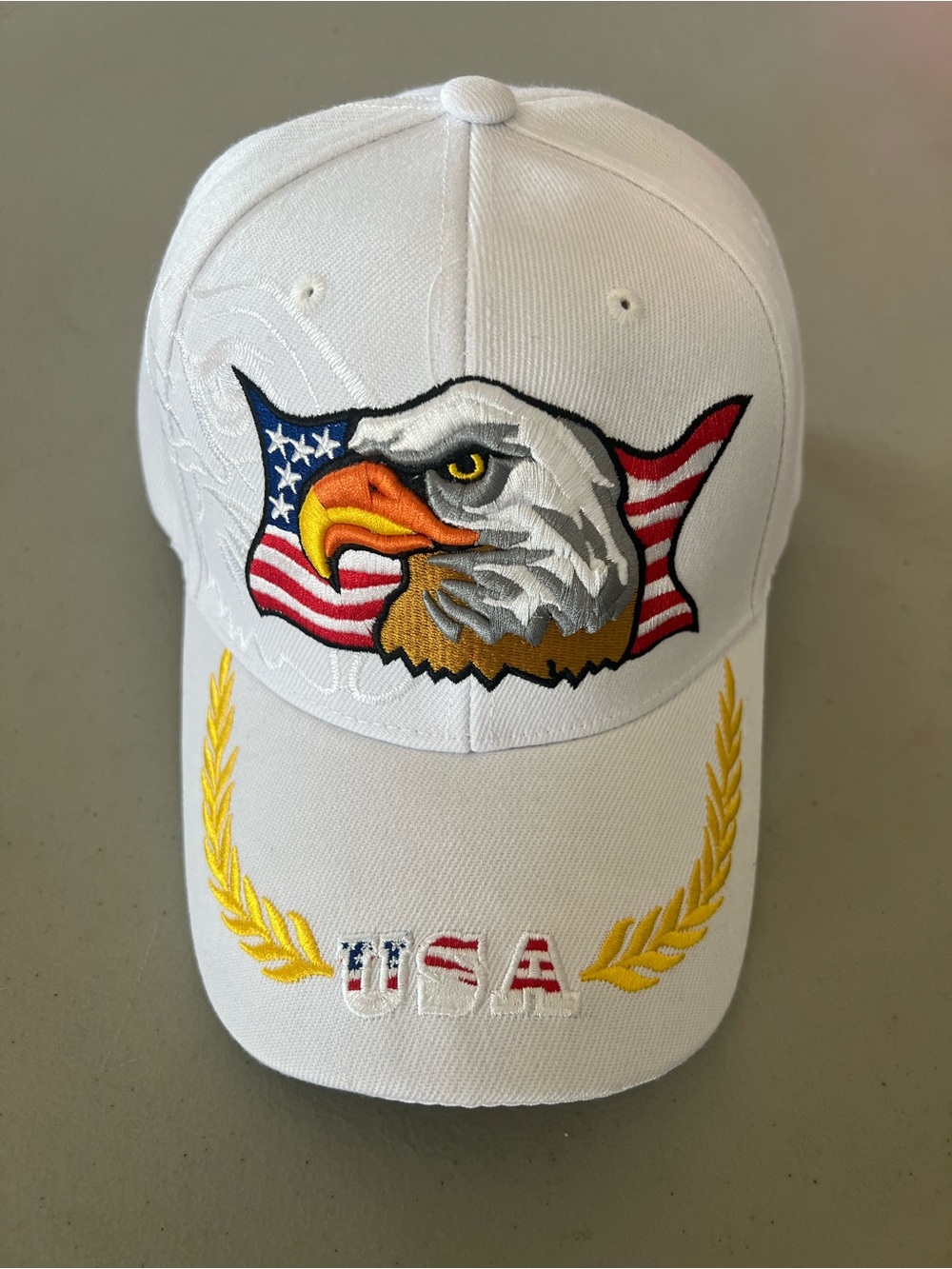 White Kids USA Eagle Embroidered Baseball Cap